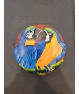 Vintage Small round Turned Wooden Hand Painted Parrot  Trinket Box w lid... - $25.99 CAD