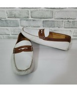 Johnston & Murphy Mens 11.5 White Brown Slip On Casual Driving Penny Loafers - $37.39
