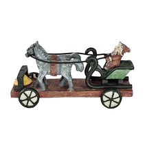 Vintage Santa &amp; Horses Christmas Figurine Sleigh Ride Painted Collectible - $14.99