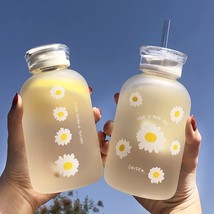 480ml Milk Juice Cute Water Bottle with Scale 2 Lids Little daisy (Six Flowers) - £22.75 GBP