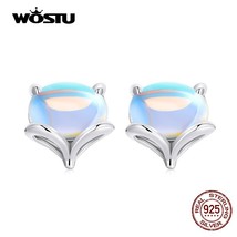 WOSTU 925 Silver Animals Moonstone Cute Stud Earrings For Women Fashion Party Je - £17.46 GBP