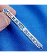 Earth mined Sapphire Diamond Pearl Deco Bar Pin Vintage Antique Platinum... - $2,180.25