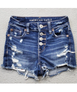 American Eagle Shortie Womens 00 Blue High Rise Next Level Stretch Butto... - $24.02