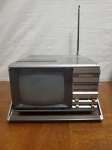 Sylvania 5&quot; Portable Black &amp; White TV AM/ FM Radio w/ Antenna 1983 Vintage  - $28.01