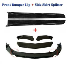 3Pcs Car Front Bumper Lip Spoiler Diffuser Body Kits + 2Pcs Side Skirt Splitter - £39.31 GBP