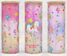 Frosted Glass 80s Rainbow Brite and Star Lite Gradient Cup Mug  Tumbler 25oz - £15.65 GBP