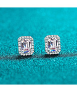 GRA Certified Emerald/Radiant Cut Halo 0.5/1/2ct Moissanite S925 Stud Ea... - $2,085.00 MXN+