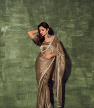 Green Tissue Banarasi Silk Saree with Zari Weaving || Running Blouse with Zari   - £66.11 GBP
