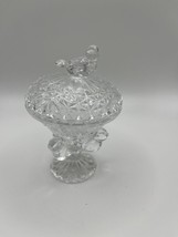 Vintage Hofbauer Byrdes Small Covered Bird Bath Pedestal Trinket Dish Crystal - $24.30