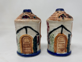 Vintage Small Round House Shaped Ceramic Salt and Pepper Shakers Japan - £8.75 GBP