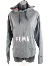 PUMA Women&#39;s Fushion Hoody Relaxed Fit Sweater Gray Pink Puma Logo New Large - £20.53 GBP