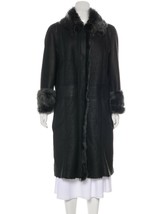  Helmut Lang Gray Shearling Leather Long Jacket Coat M - £478.81 GBP