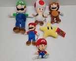 Super Mario Lot Of 6 Plush Luigi, Baby Mario, Toad, Raccoon Tanooki Mari... - $24.65