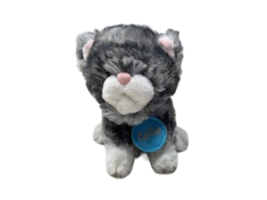 Gund Justice Pet Shop Callie plush gray cat kitten blue glitter sparkle collar - £7.90 GBP