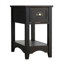 Contemporary Chair Side End Table Compact Table with Drawer Nightstand-Brown - C - £83.58 GBP