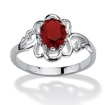 Sterling Silver Oval Cut Scrollwork Garnet January Stone Ring Size 5 6 7 8 9 10 - £63.94 GBP