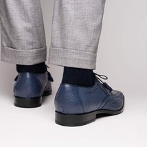 Lucca Stingray and Ostrich dress Derby's Tasseled Laces Shoes Navy image 11