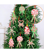 10Pcs Glitter Candy Cane Ornaments for Christmas Tree  Lollipop Decorati... - $18.99