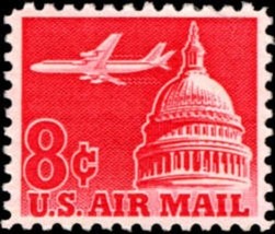 1962 8c Jet over Capitol, Airmail Scott C64 Mint F/VF NH - £0.77 GBP