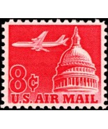 1962 8c Jet over Capitol, Airmail Scott C64 Mint F/VF NH - $0.99