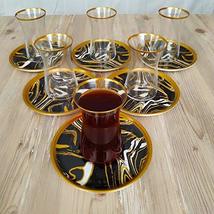 LaModaHome Turkish Arabic Tea Glasses Set, Fancy Vintage Handmade Set for Servin - £48.76 GBP