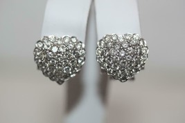 18K White Gold 2.00 tw RBC Diamond Cluster Heart Earrings Omega Back 9.0 Grams - £1,967.72 GBP