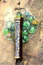 Antiqued Brass Kaleidoscope with Marble Eyepiece Best Kids Toy Kaleidoscope Gift - £18.90 GBP