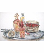 Perfume Bottle Vignette Print~Shabby Chic~Framed~Matted~Print~Vintage~#1... - $20.24