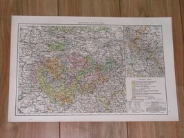 1896 Original Antique Map Thuringian States Thuringia Erfurt Thüringen Germany - £13.45 GBP