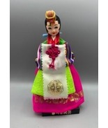 Traditional Korean Hanbok Doll Bride Bright Colors Display - $12.96