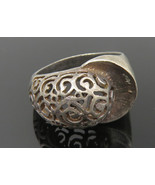 925 Sterling Silver - Vintage Swirl Pattern Dark Tone Band Ring Sz 5 - R... - $39.83 CAD