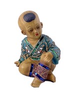 Seated Asian Figure In Jeweled Clothes 7 Inches Tall Vintage Figurine - £18.39 GBP