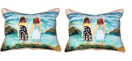 Pair of Betsy Drake Twins on Rocks Large Indoor Outdoor Pillows - £70.20 GBP