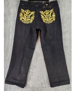 Eight 732 Jeans Mens 44 Black Gold Embroidered Distressed Hip Hop Street... - £65.43 GBP