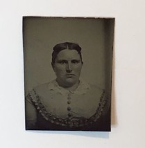 Tiny Antique Tintype Photo of Girl with Masculine Features Lightly Tinted Cheeks - £8.76 GBP