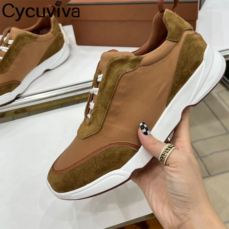 Hot Thick Sole Men Flat Casual Shoes Lace Up Patchwork Leather Designer ... - $205.26