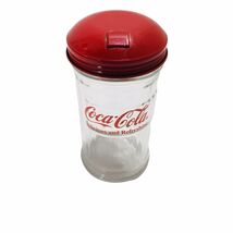 Vintage 90's Coca Cola Glass Sugar Dispenser Ribbed W/Red Lid - 6" Tall ... - $21.33