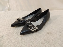 Thalia Sodi Heels Women&#39;s 6.5 Wide Low Heel Black Silver Buckle Design 5... - £12.65 GBP