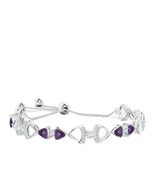 KICKY &amp; PERKY 925 Sterling Silver Trillion Shape Amethyst and Moissanite... - $99.00