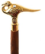 Walking Stick Gold Swan w/Brown Beech Wood Shaft Agatha Christie&#39;s Poiro... - £144.22 GBP