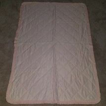 Pink White Quilted Comforter Crib Baby Girl Blanket Ruffled Edges - £22.09 GBP