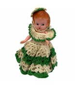 Kewpie Style Vintage Doll in White and Green Crochet Dress - €20,71 EUR