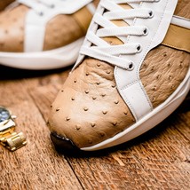 Lyon II Genuine Ostrich and Calfskin Fashion Sneaker Orix / White image 11