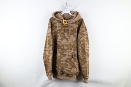 New Carhartt Mens Small Loose Fit Spell Out Camouflage Hoodie Sweatshirt Brown - £51.76 GBP