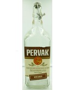 COLLECTIBLE GLASS ALCOHOL LIQUOR BOTTLE W/STOPPER UKRAINE &#39;PERVAK W/GARL... - $110.19 MXN