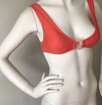 Aerie New Sz XS Scoop Padded Wide Straps Coral Orange Ring Swimsuit Bikini Top - £9.54 GBP