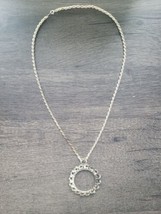 18K White Gold Plated Silver Dollar Coin Holder Necklace 18KGP Ornate 23&quot;  - £19.54 GBP