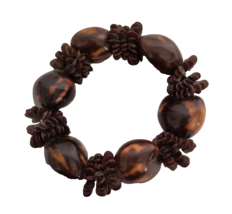 Women&#39;s Jewelry  Fashion Stretch Beaded Bracelet Large Brown Wood Tones - £7.12 GBP