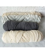 Vintage Acrylic Yarn - Lot of 4 Skeins Grey-Cream-Ivory-White 3 Solid 1 ... - $228.30 MXN