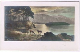 Art Postcard Friars Crag Abraham Lake Trees Mountain Cows - £2.34 GBP
